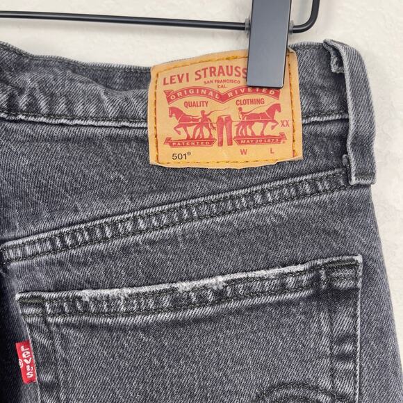 Levi's 501 Skinny Denim Jeans Washed Black 26 Button Fly Frayed Hem Classic - Picture 9 of 16